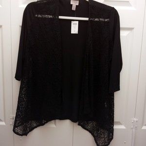 NWT Easywear by Chico's Black Sadie Lace 3/4 Jacket in Chico's size 2 (L/12)